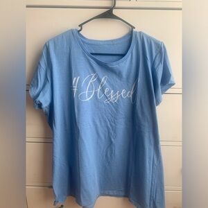 Women’s Unbranded & Unlabeled Light Blue #Blessed Short Sleeve TShirt.